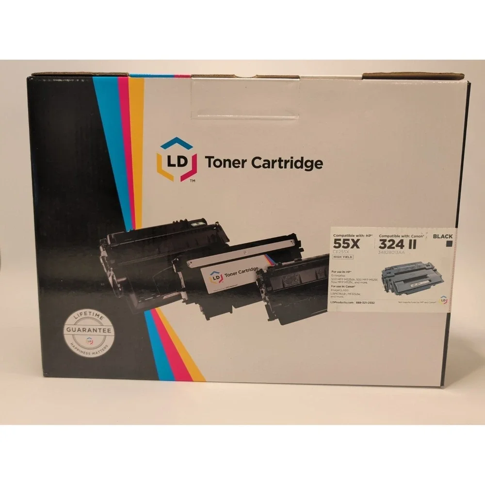 LD Toner Cartridge, Black, High Yield, Compatible with HP 55X, Canon 324 II